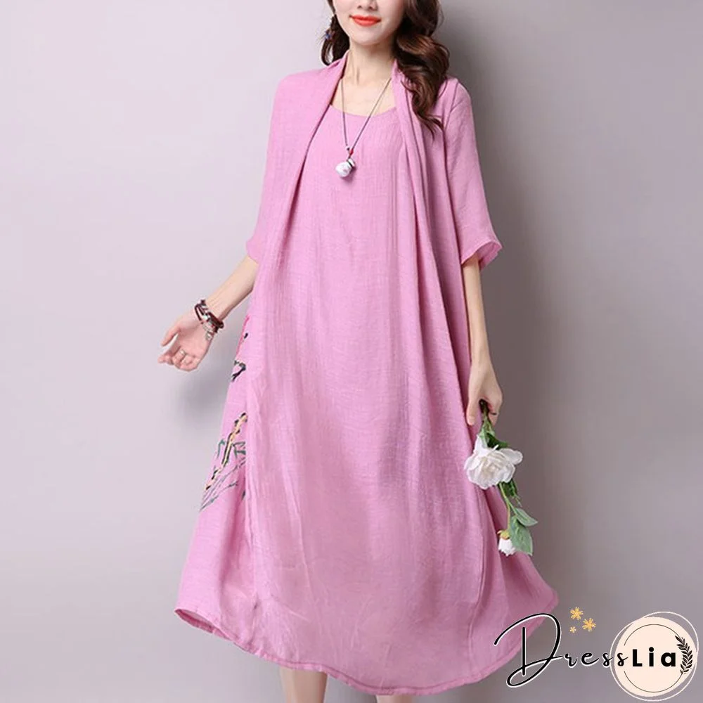 Spring Summer Women's Dress Plus Size Vintage Casual Fashion Half Sleeve Office Elegant One Piece Ladies Fashion Dresses