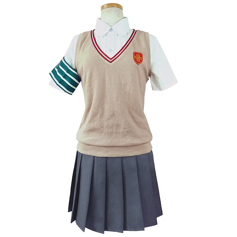 [Wetrose] Misaka Mikoto A Certain Scientific Railgun Shirai Kuroko Cosplay Costume JK School Uniform Suit Full Set Wig