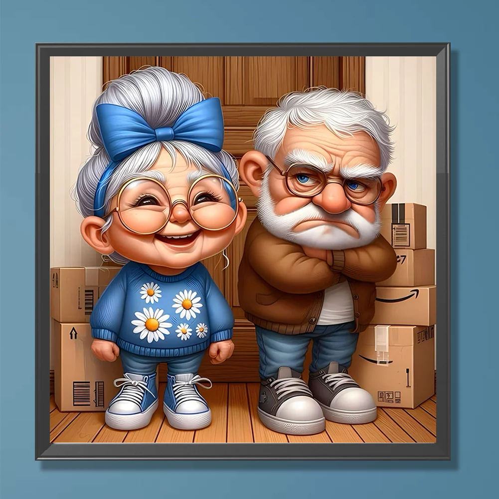 Diamond Painting - Full Round Drill - Old Couple(Canvas|30*30cm)