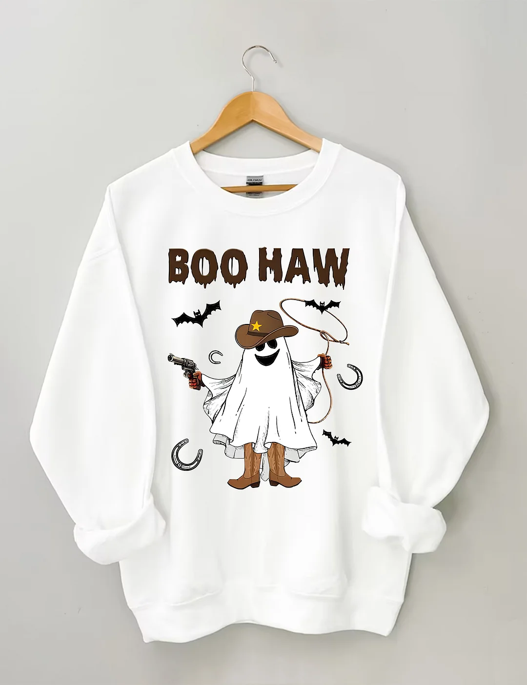 Halloween BOO Haw Western Cowboy Ghost Sweatshirt