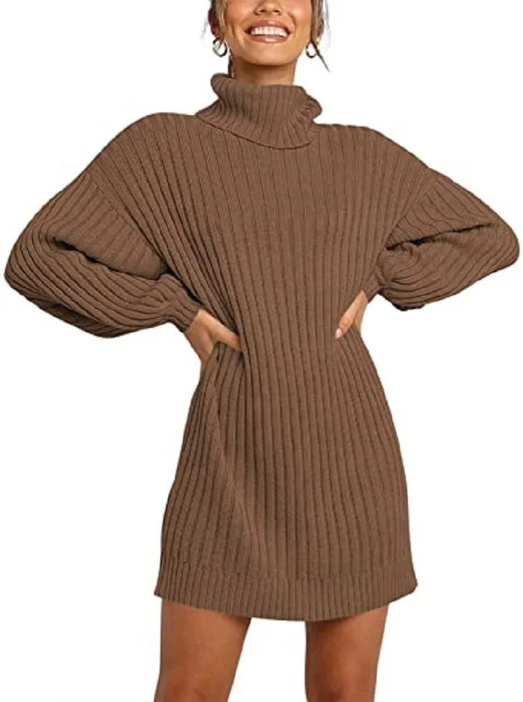 Wongn Wongn And Winter New Women's Turtleneck Medium Long Sweater Sweater Dress