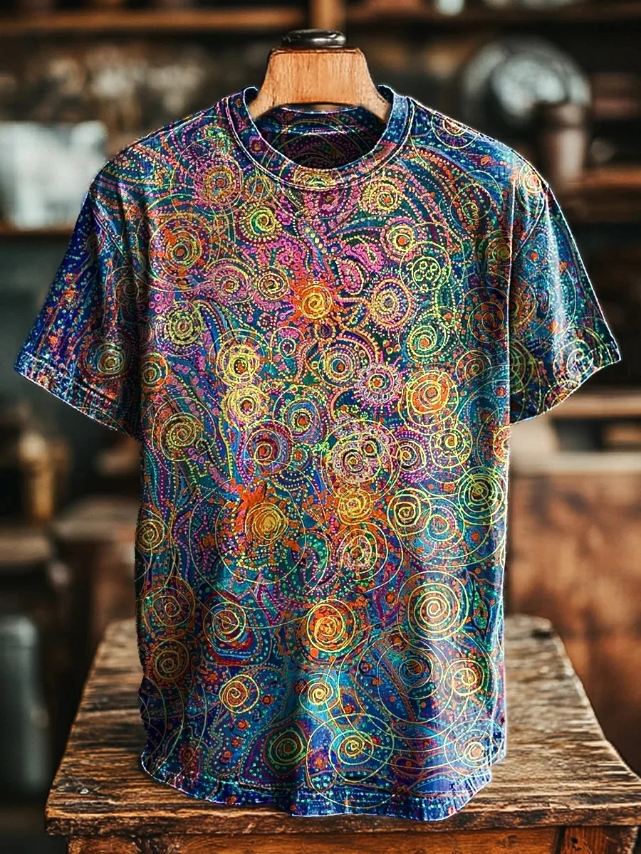 Eagerlys Unisex Retro Abstract Line Art Print T-shirt Eagerlys