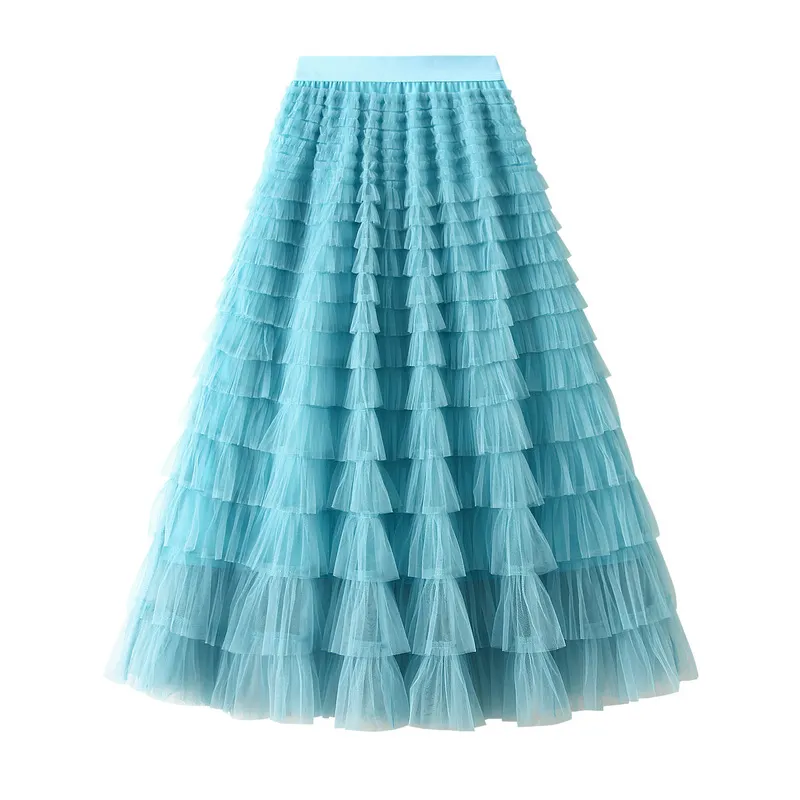 Nigikala Nigikala Yarn Lotus Leaf Side Temperament Skirt Women's Dress 2025 Spring And Autumn New Famous Woman Long Dress Thin Cake Skirt 2210
