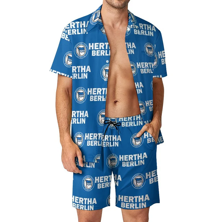 Hertha Berlin Lässiges Strandbekleidungsset Kurzärmeliges Hemd Plus Strandhose