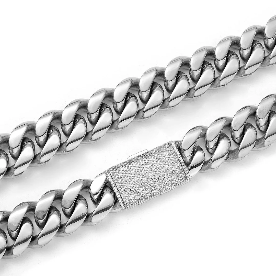 Cuban Link Chain for Men Iced Out Silver Gold Miami Cuban Necklace Diamond Cuban Link Chain Women 8.5/16/18/20/22/24/26/28/30/32 Inches Jewelry