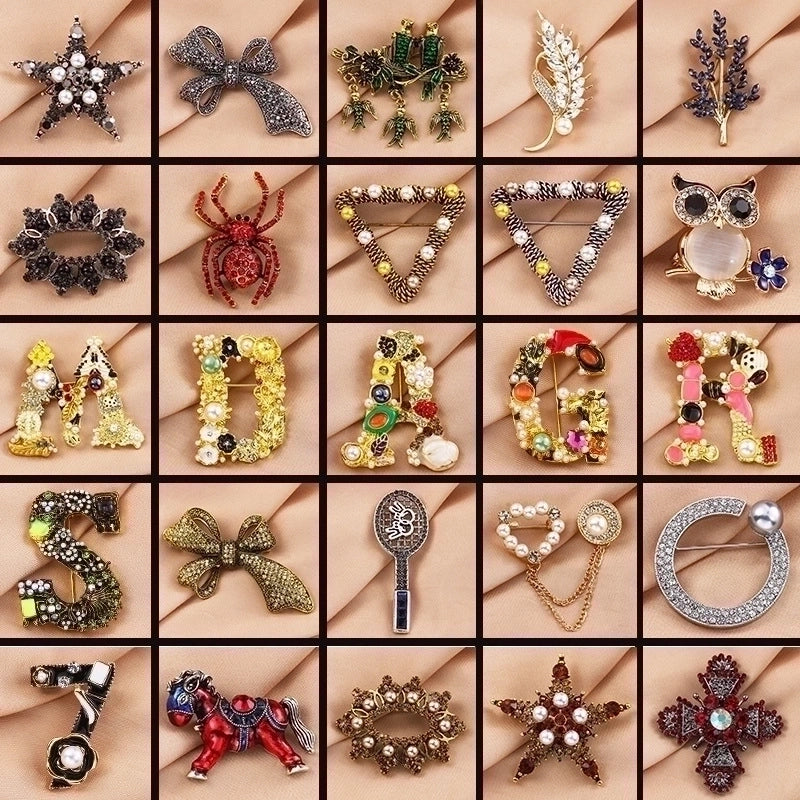 Novelty Pin Triangle Star Bow Knot Alloy Inlay Artificial Pearls Rhinestones Women'S Brooches