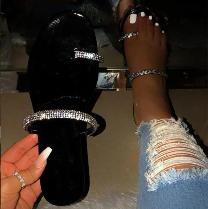 Slides Women Flip Flops Shoes Slippers Gemstone Rhinestones Shoes Sandals Ladies Slides Wild Diamond Slippers chanclas mujer