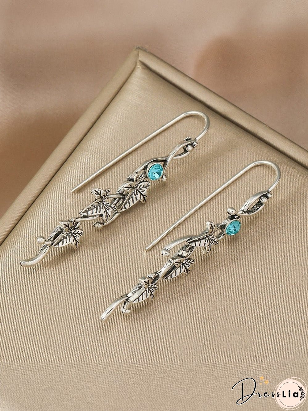 Elegant Ivy Leaf Gemstone Drop Earrings