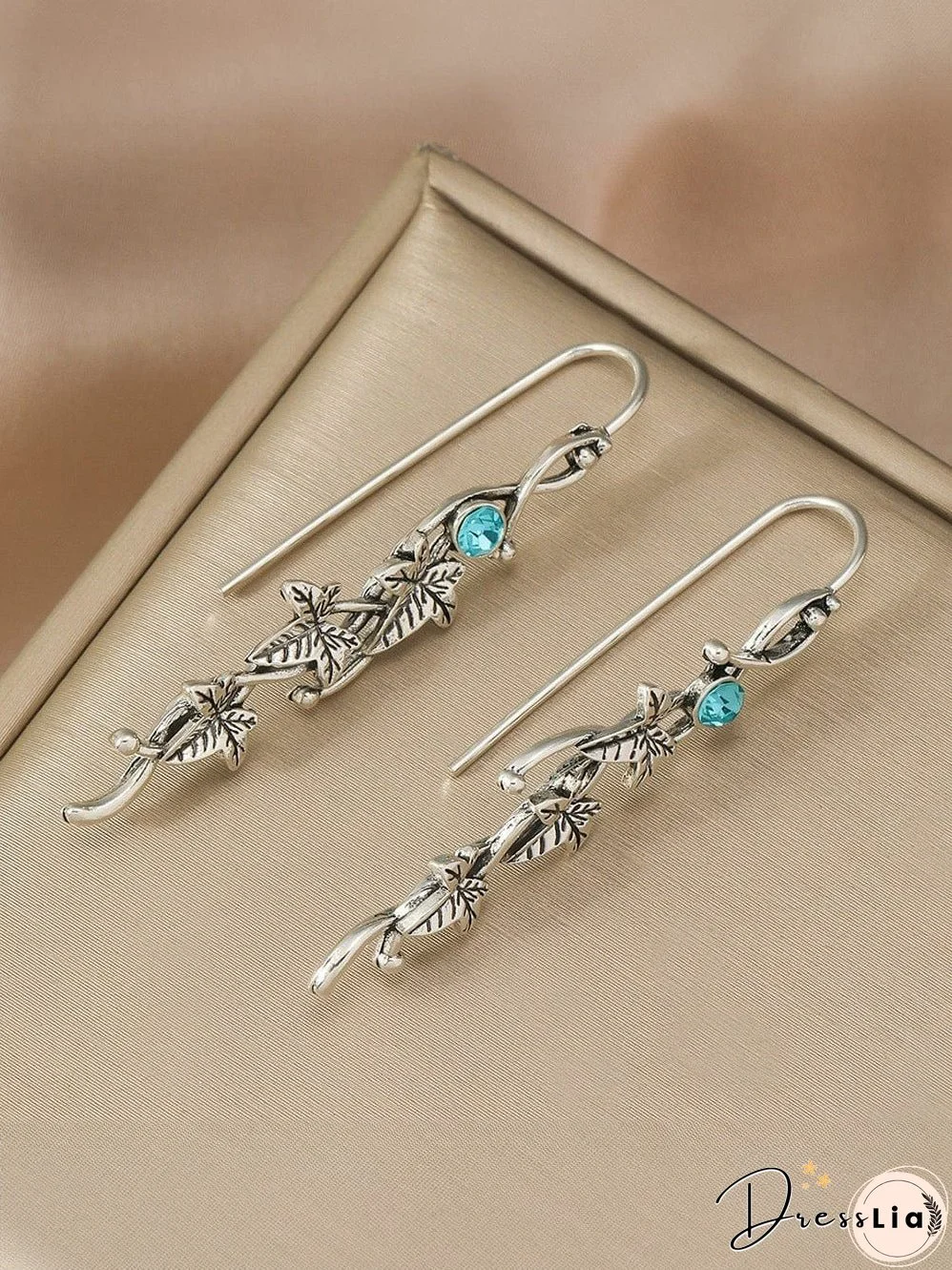 Elegant Ivy Leaf Gemstone Drop Earrings