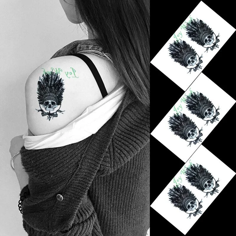 Waterproof Temporary Tattoo Sticker on body art Mexican skull tatto stickers flash tatoo fake tattoos for girl women men