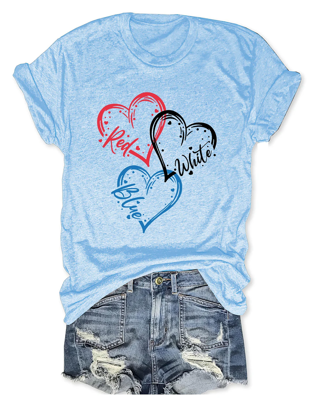 Heart Red White Blue 4th Of July T-shirt