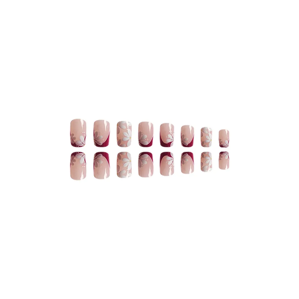 Churchf Churchf Flower Charm Red Wear Nail Piece In The Square Bright Polish Nail Patch Removable Finished Product