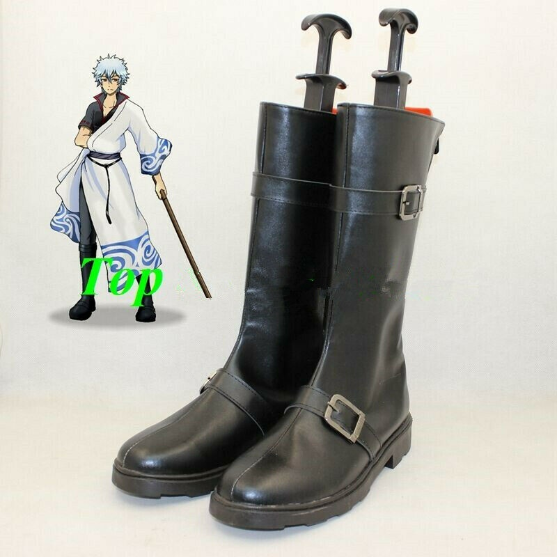 Gin Tama Sakata Gintoki Cosplay Boots Shoes Black