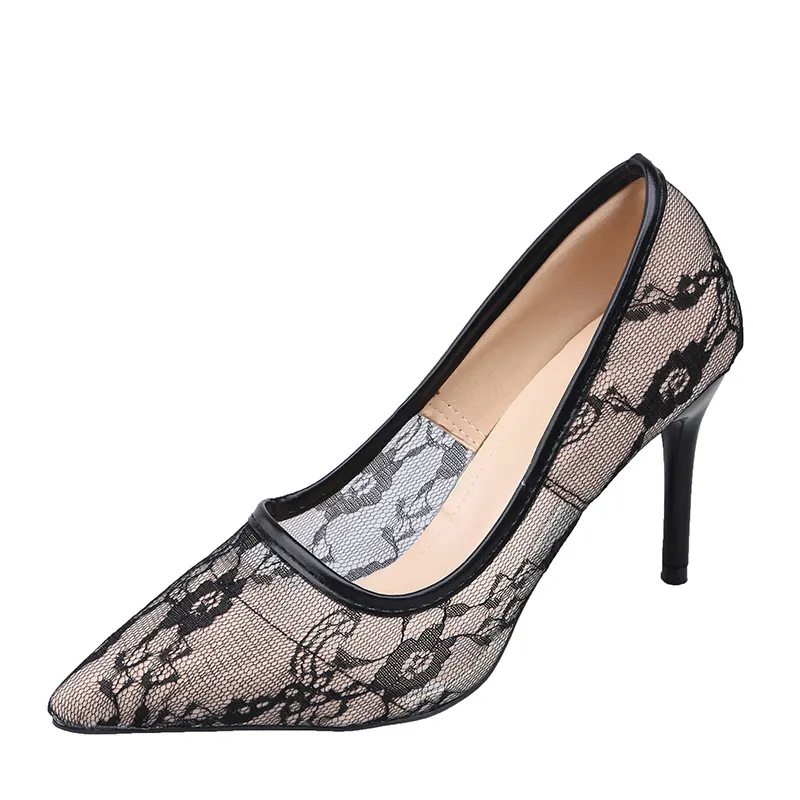 Breakj Breakj Women 2025 New Lace Transparent High-Heeled Women's Fine Heel Sexy Mesh Single Shoes Professional Women's Shoes