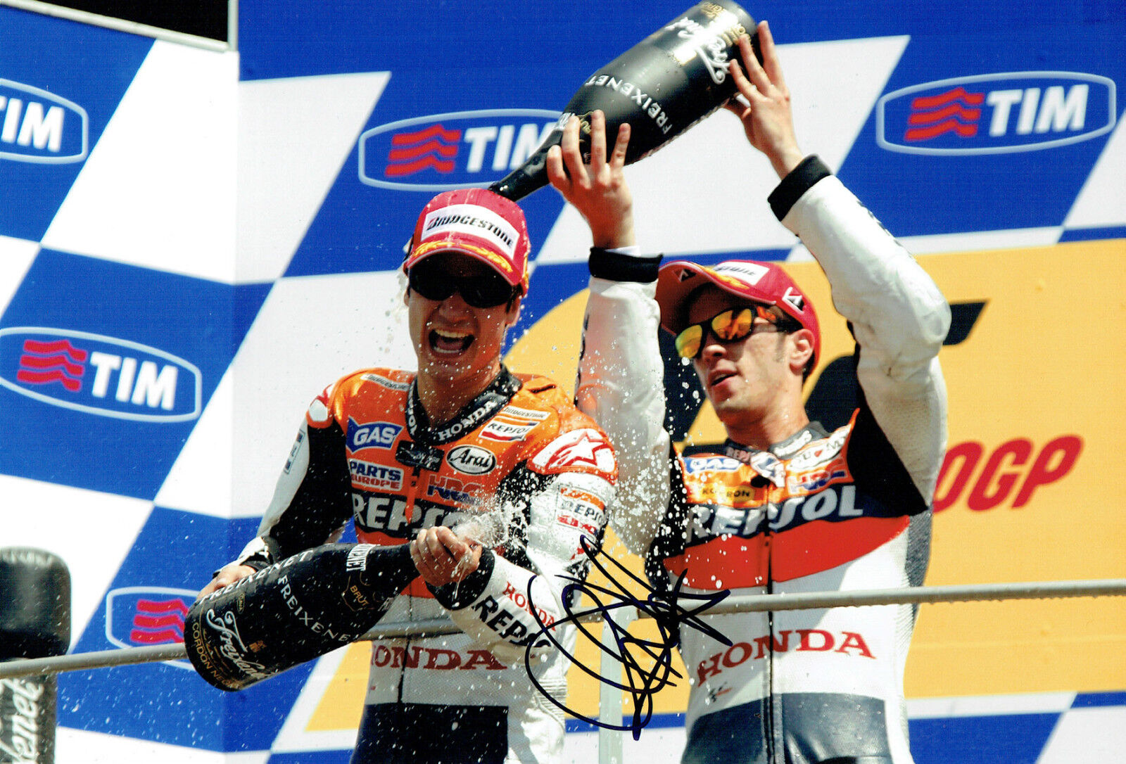 Dani PEDROSA SIGNED Race WINNER Podium MOTOGP 12x8 Photo Poster painting AFTAL COA Autograph