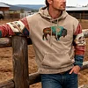 💥 2025 Hot Sale!Hot-Selling Western Bull Head Cool Retro Casual Cow Print Women's Hoodie, Perfect For Fall And Winter, Keeps You Warm.
