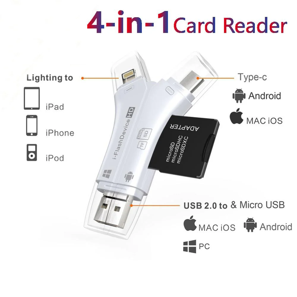 4In1 Card Reader USB-C Micro USB MicroSD Adapter | IFYHOME