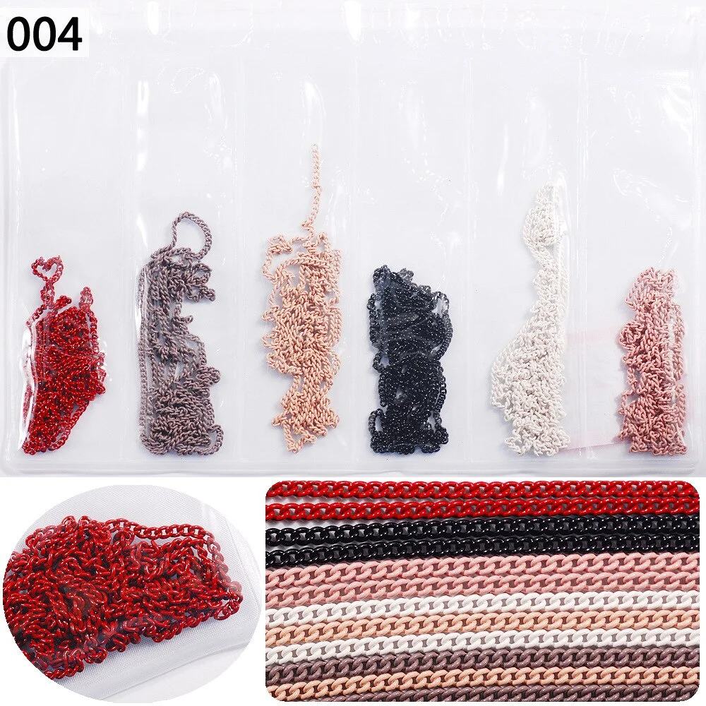 50cm / Six / Bag New Color Mixed Fashion Nail Art Creative Decoration Chain DIY Nail Art Creation Accessories 3d Charms