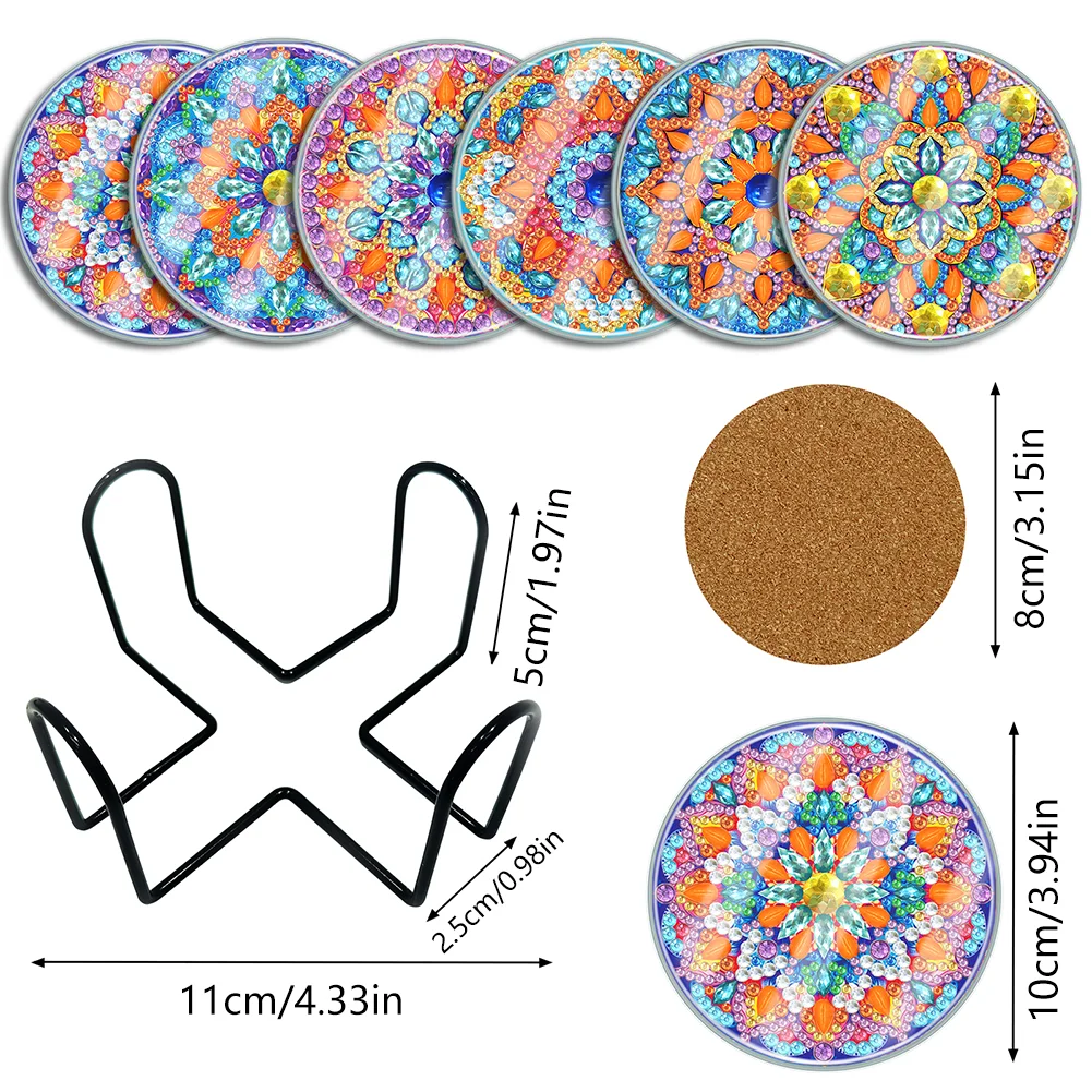 [Upgrade - Waterproof Coaster]6pcs DIY Mandala Coaster Set Holiday Christmas for Adults and Beginners(With Covers)