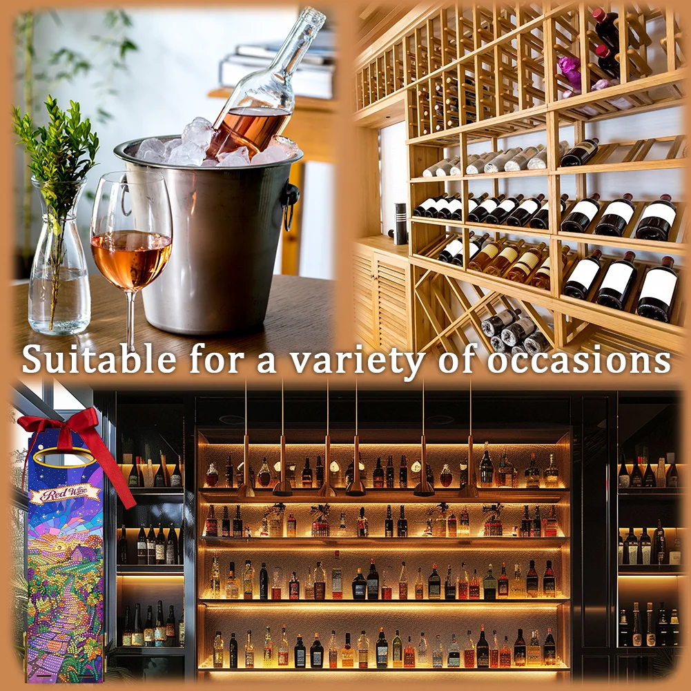 Wooden 5D/DIY Diamond Painting Art Wine Bag Kit for Party Wine Decor (Landscape)