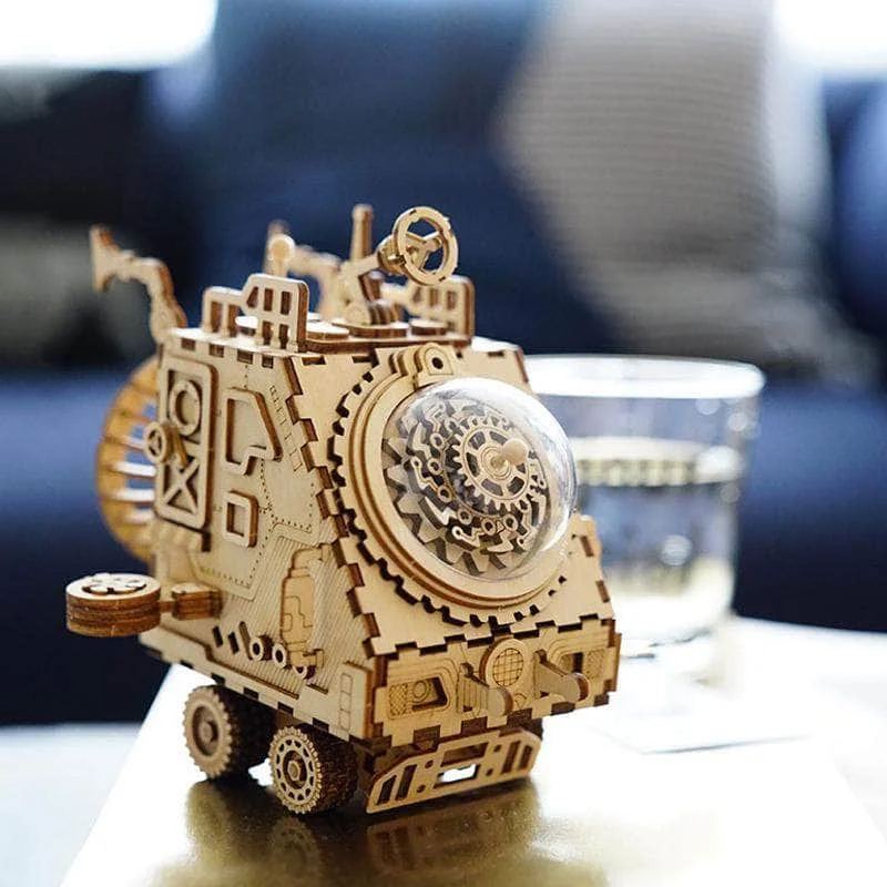 ROKR Space Vehicle 3D Wooden Puzzle Steampunk Music Box AM681