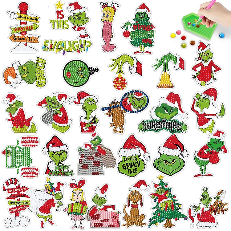 Acrylic Grinch Round+Special Shape Diamond Painting DIY Tabletop Ornaments  Kit