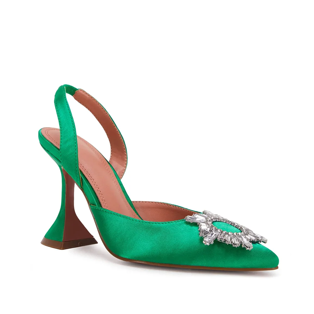 95mm Begum Crystal Party Wedding Slingback Women's Pumps-MERUMOTE