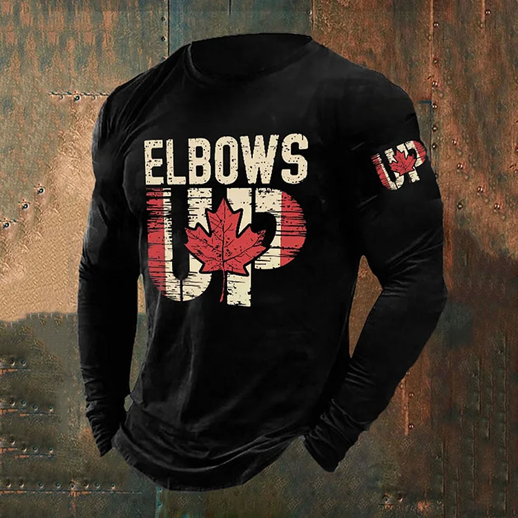 Men's Retro Canada Elbows Up Print T-shirt