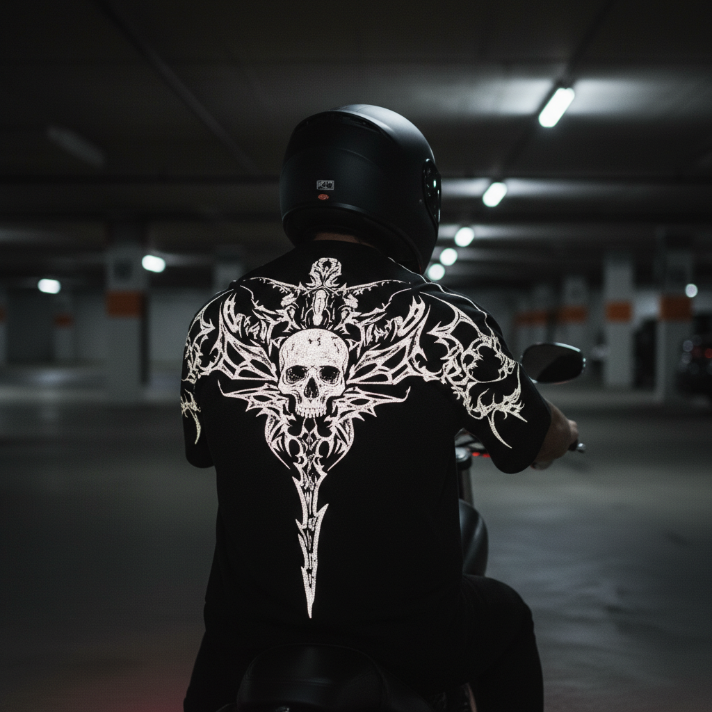 Street Cycling Reflective Graphic Cotton Oversized Short-sleeved T-shirt