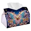 Shining Butterfly DIY PULeather Diamond Painting Tissue Box for Adults Beginners Gem Art Painting Napkin Holder for Living Room Bedroom Bathroom Table Decor