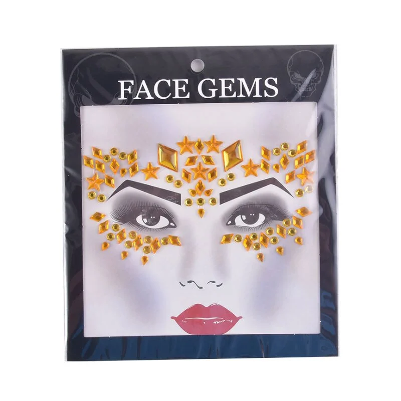 3D Gem Face Sticker Ghost Skull Face with Diamond Decoration Fashion Sexy Face Stickers Prom Holiday Party Face Decoration