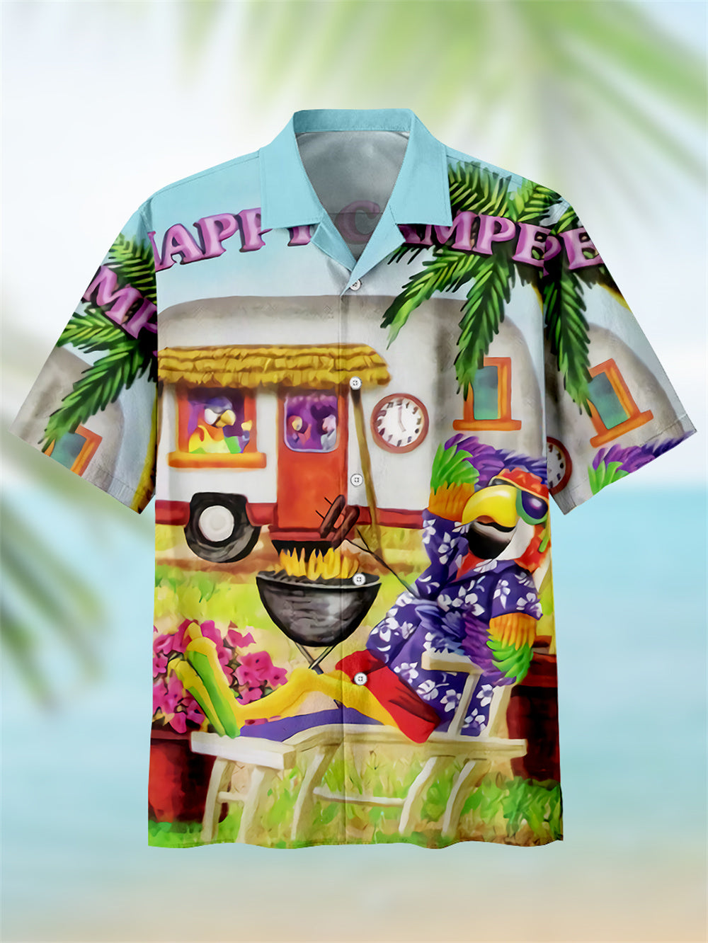 Men's Hawaiian Tiki Head Party Cuban Collar Shirt PLUSCLOTHESMAN