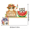 (US Local)Cat 5D DIY Wooden Diamond Painting Door Topper for Party Favors (Left)