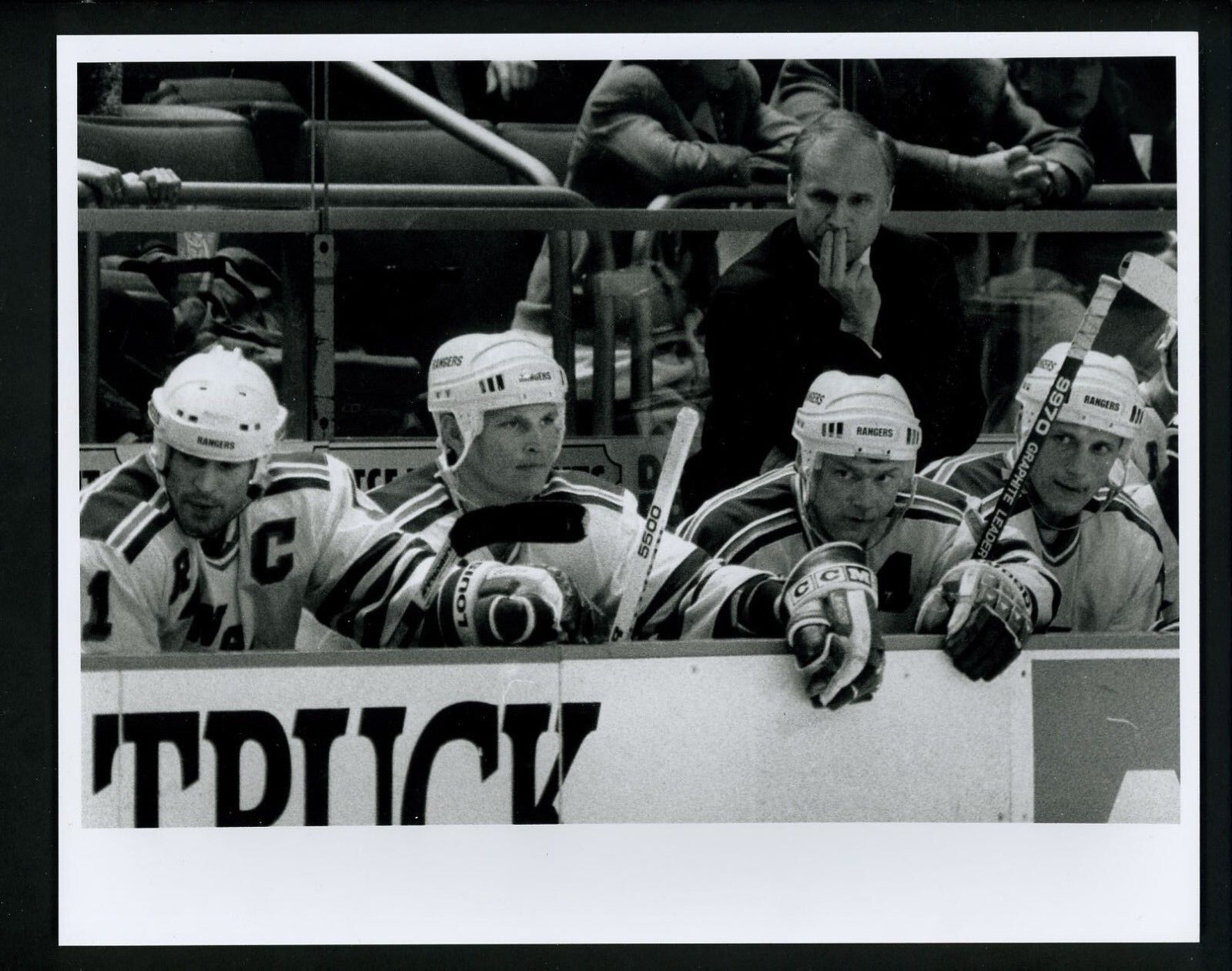 Colin Campbell Mark Messier 1995 Press Original Photo Poster painting Bob Olen New York Rangers