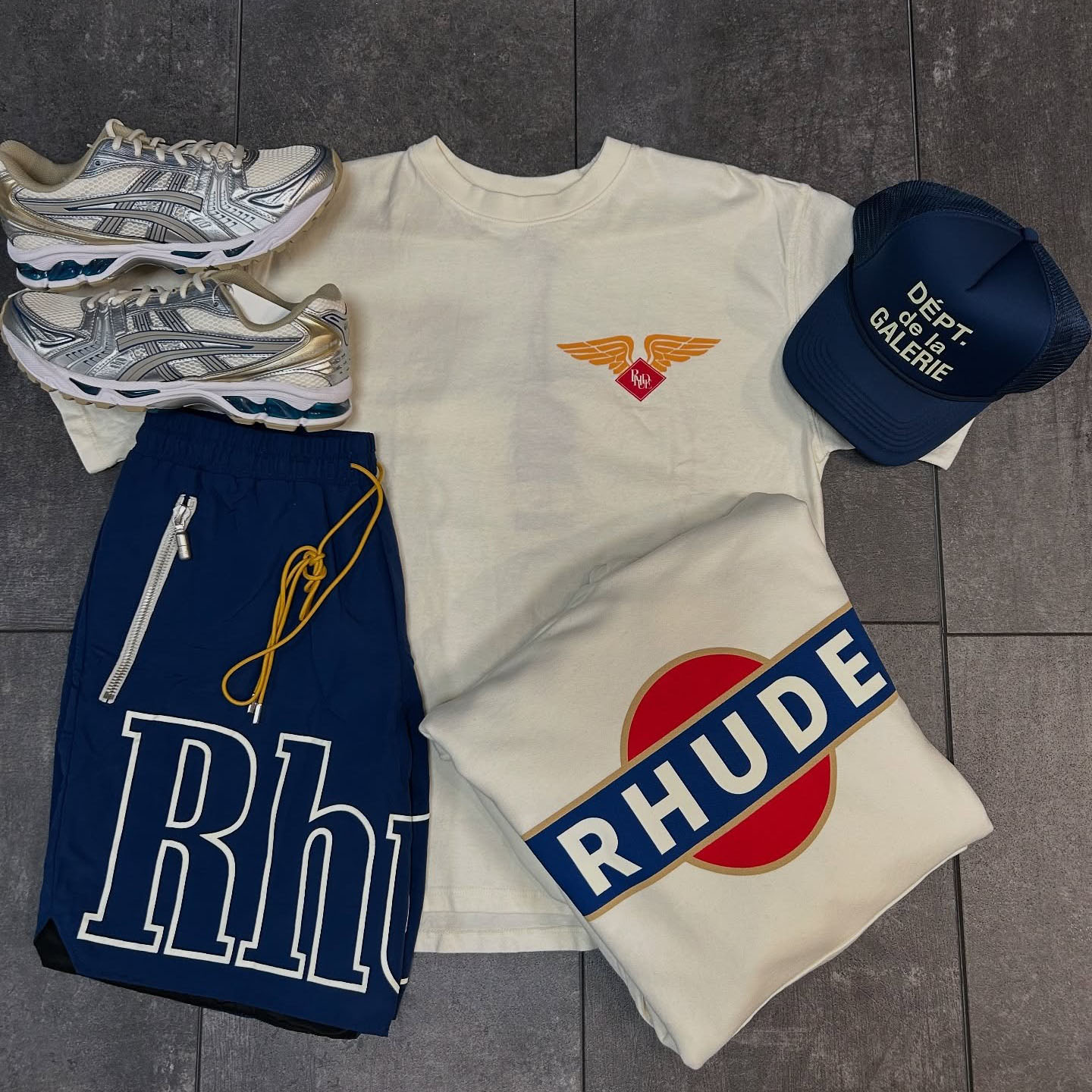 Rhude Simple Letters T-Shirt And Shorts Co-Ord