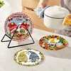 4PCS Diamond Painted Wooden Gnome Placemats Insulated Dish Mats Comes with Mats