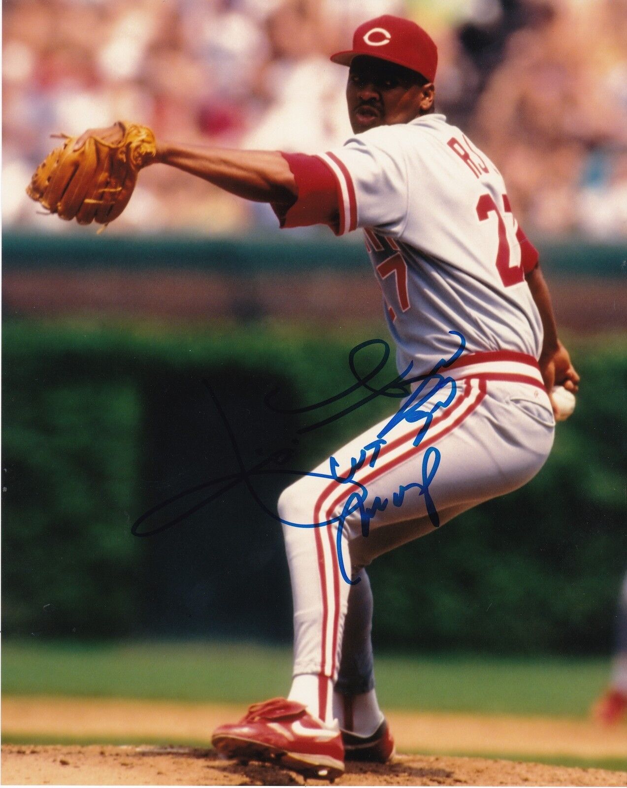 JOSE RIJO CINCINNATI REDS WS MVP 1990 ACTION SIGNED 8x10