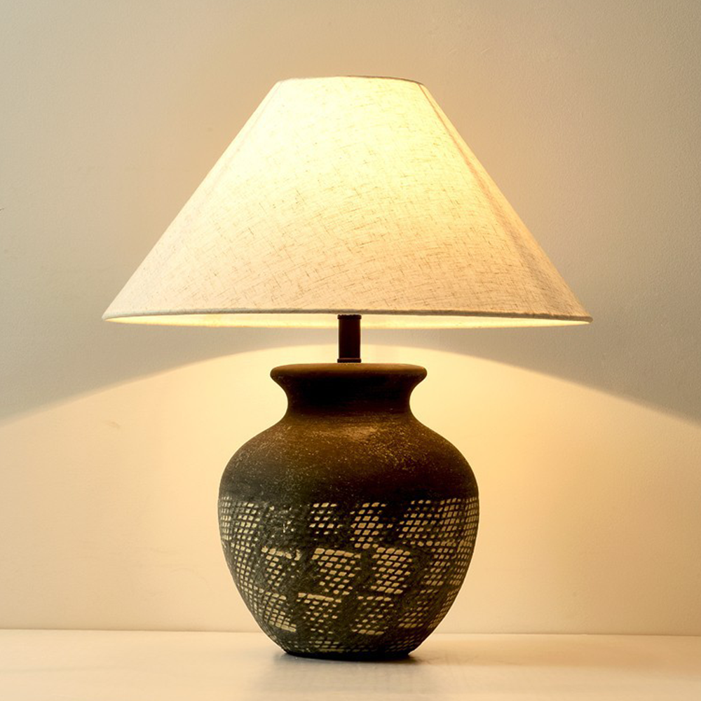 Wabi-sabi Retro White Ceramic Table Lamp Living Room