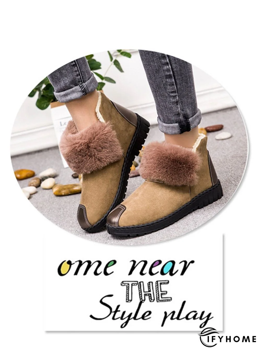 Casual Anti-collision Stitching Plush Warm Snow Boots | IFYHOME