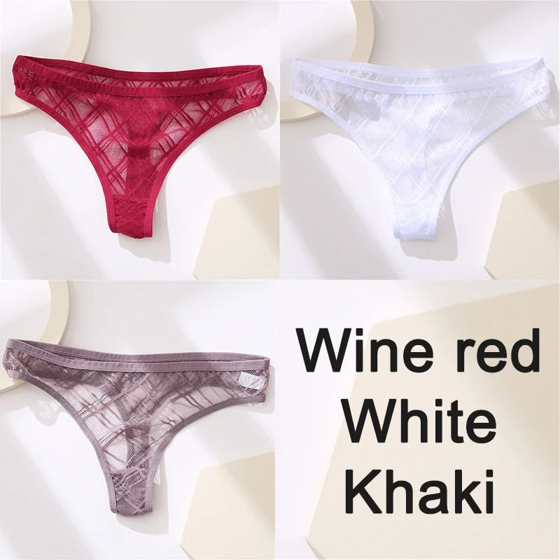 Sexy Lingerie Lace Panties Women Underwear G-String Perspective Thong Pantys Mesh Low Waist Female Briefs Intimate Underpants