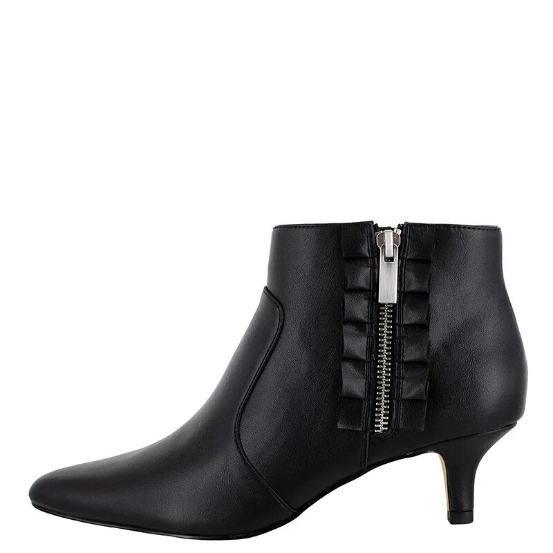 TAAFO Burgundy Med Kitten Heels Ankle Boots Woman Pointed Toe Booties Zipper Lady Shoes 