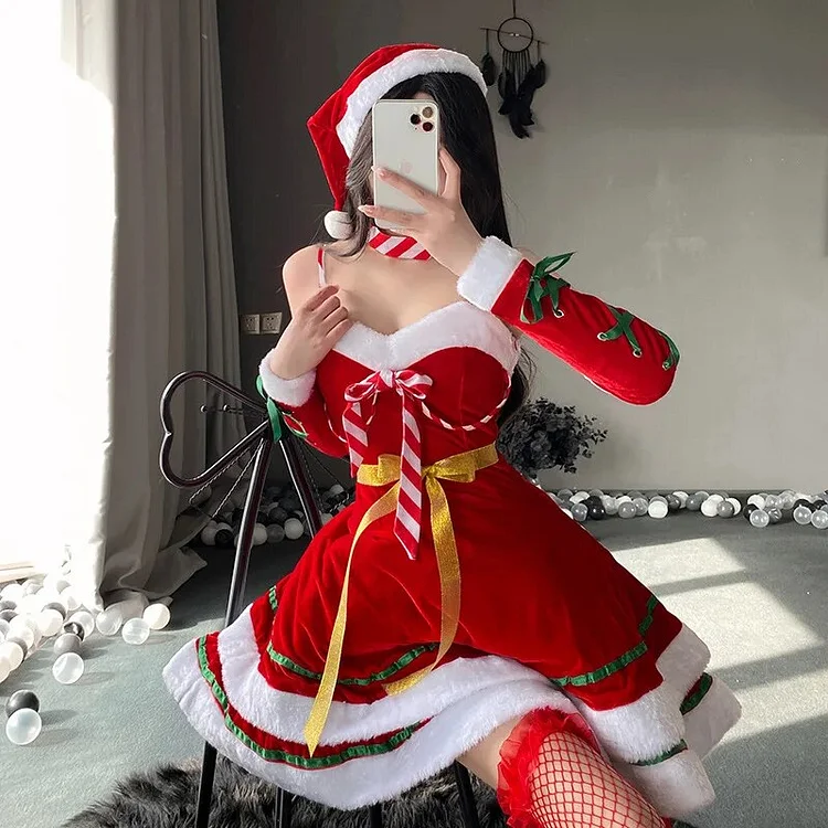 【Wetrose】In Stock Xmas Gift Costume Cosplay Girl-Friend Present Santa Christmas New Year Lingerie Sexy Hot Erotic Sweet Heart