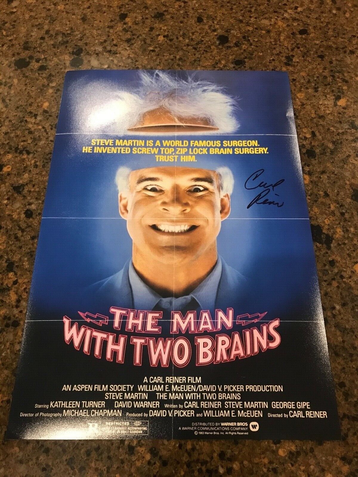 * CARL REINER * signed autographed 12x18 poster * THE MAN WITH TWO BRAINS * COA