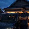 Dynamic Breathing Solar LED Car Window Warning Light Demon Eye
