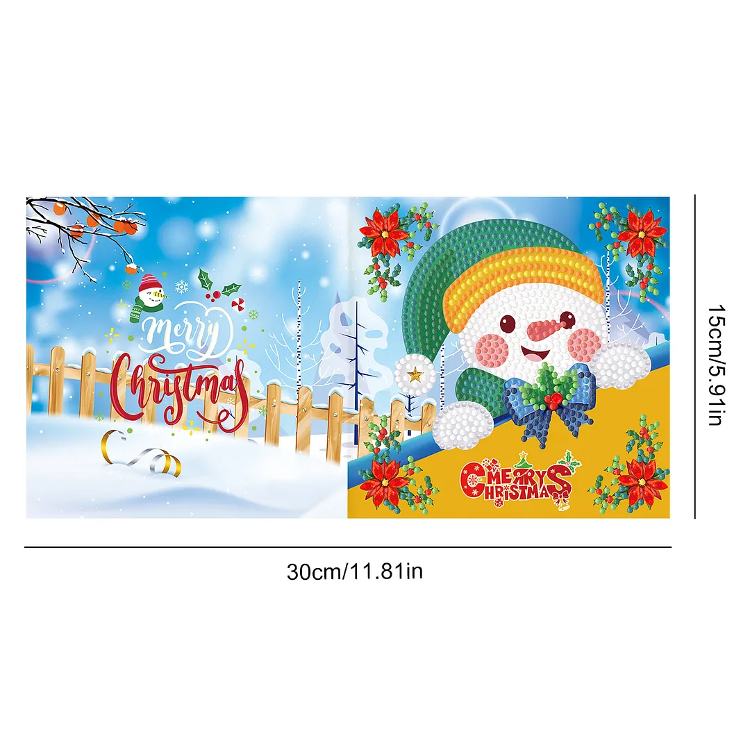 8PCS Winter Cartoon DIY Diamond Painting Greeting Card Kits with Envelopes Diamond Art Greeting Cards Diamond Art Cards Kits for Adults DIY Crafts Family Friend Gifts