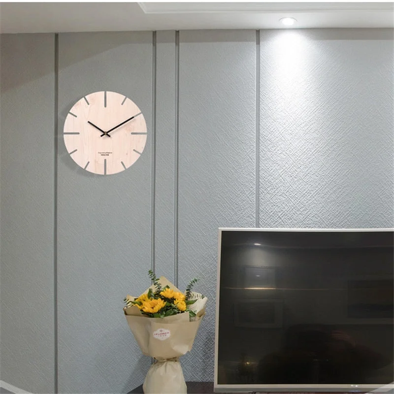 Nordic Retro Wooden Wall Clock Corridor Living Room Decoration Solid Wood Quiet Clocks Hanging Wall Watch Cafe Store Home Decor