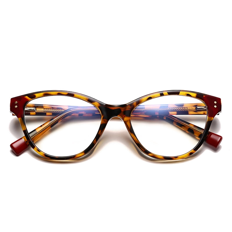 Pastoral Geometric Leopard Pc Oval Frame Inlaid Acrylic Full Frame Optical Glasses