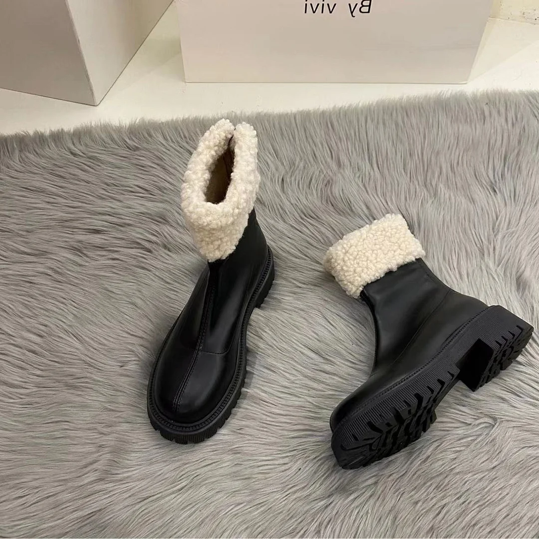 Breakj Breakj Brown Long-Heeled Knight Boots Women's Shoes 2025 New Autumn And Winter Plus Velveled Winter Shoes Snow Boots