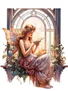 >SALE<5D DIY Full Round Drill Diamond Painting Elf Girl Read Book Art Craft 30x40cm
