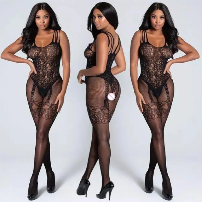 Fishnet Bodysuits Catsuit Porno Women Transparent Crotchless Sex Clothes See Through Body Stockings Mesh Hot Erotic Lingerie 1108-1